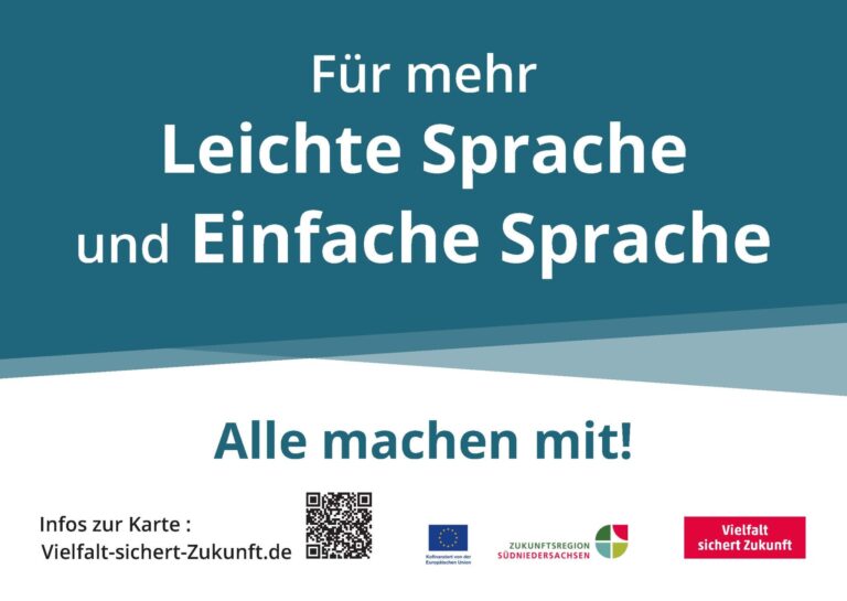 Postkarte für mehr Leichte Sprache und Einfache Sprache